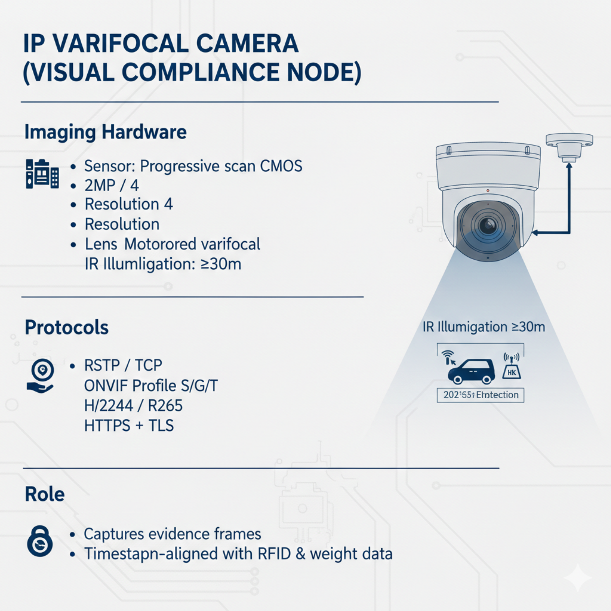 IP varifocal camera (visual compliance node)