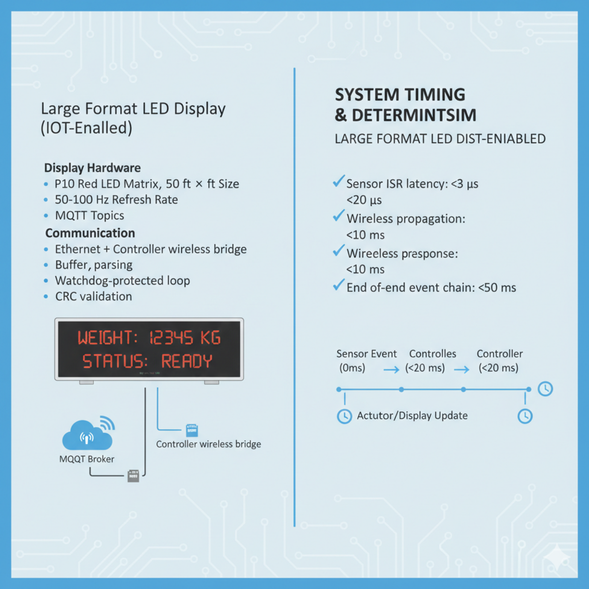 Large format LED display (IoT enabled) and timing determinism